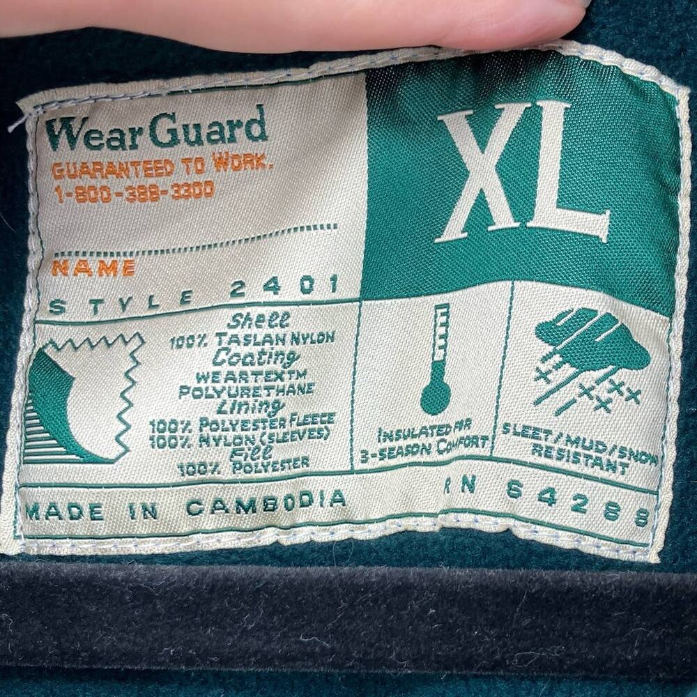 Vintage Wear Guard Black Blue Embroidered Logo Zip Insulated 2401 Jacket Coat View 2